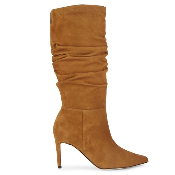 Alexandre Birman Lucy Suede Scrunch Boots Walnut Camel Brown - Picture 2 of 11